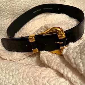 Crocodile Embossed Leather Belt